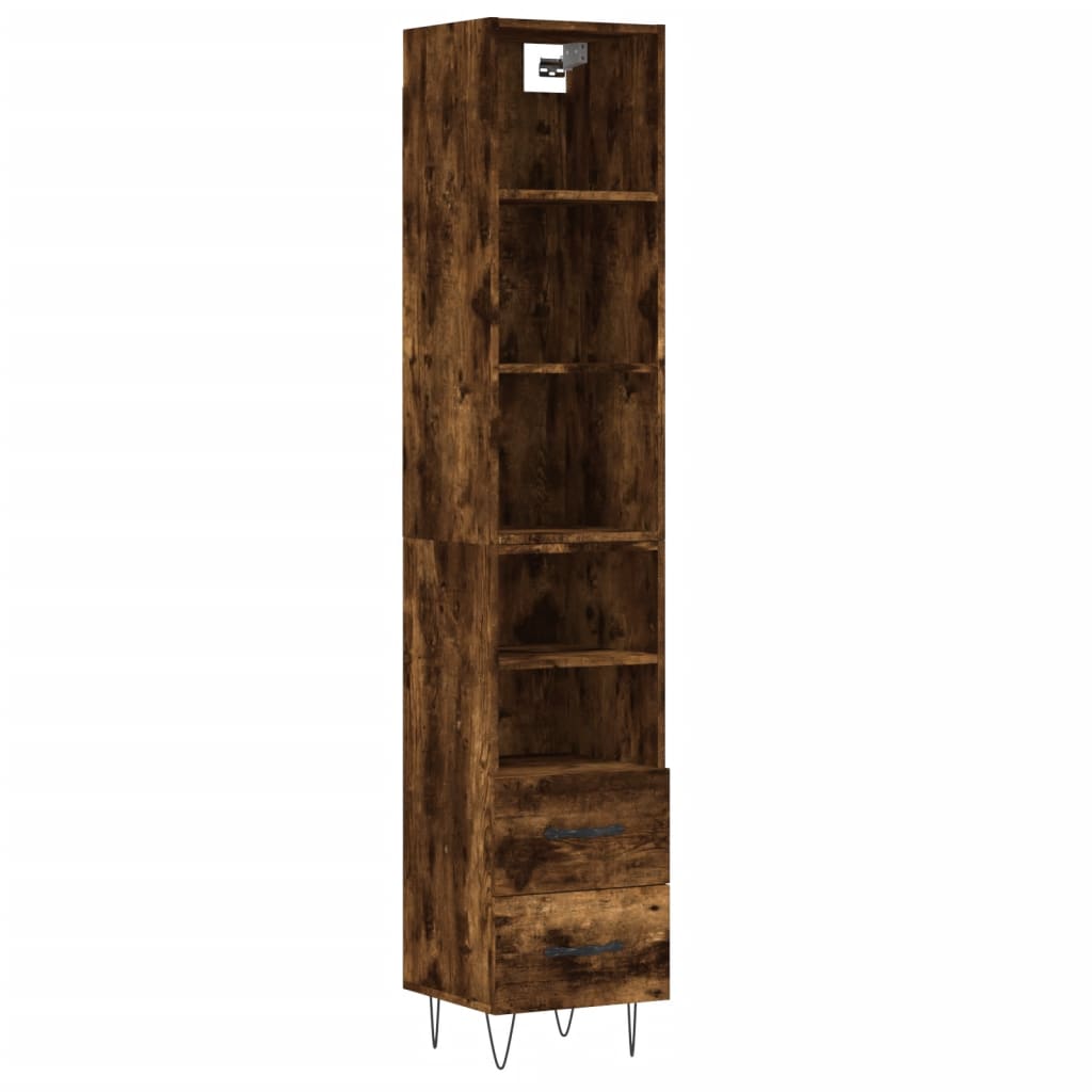 Image Buffet haut Chêne fumé 34,5x34x180 cm Bois d'ingénierie | Xios Store SNC vidaXL Xios Store SNC