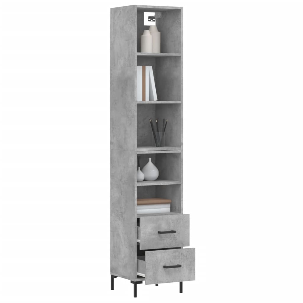 Image Buffet haut Gris béton 34,5x34x180 cm Bois d'ingénierie | Xios Store SNC vidaXL Xios Store SNC