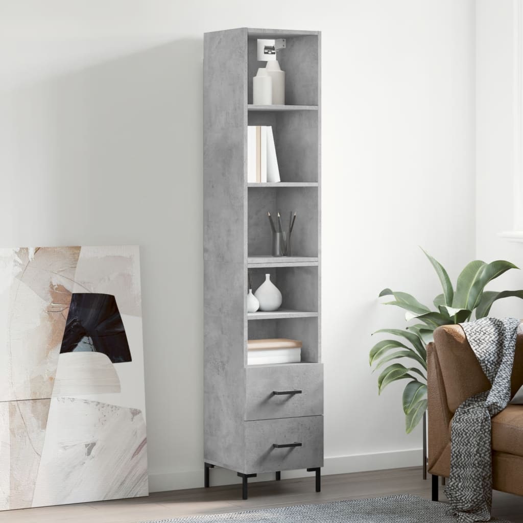 Image Buffet haut Gris béton 34,5x34x180 cm Bois d'ingénierie | Xios Store SNC vidaXL Xios Store SNC