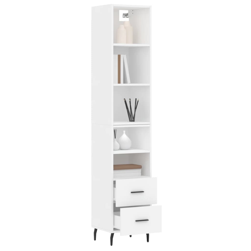 Image Buffet haut Blanc 34,5x34x180 cm Bois d'ingénierie | Xios Store SNC vidaXL Xios Store SNC