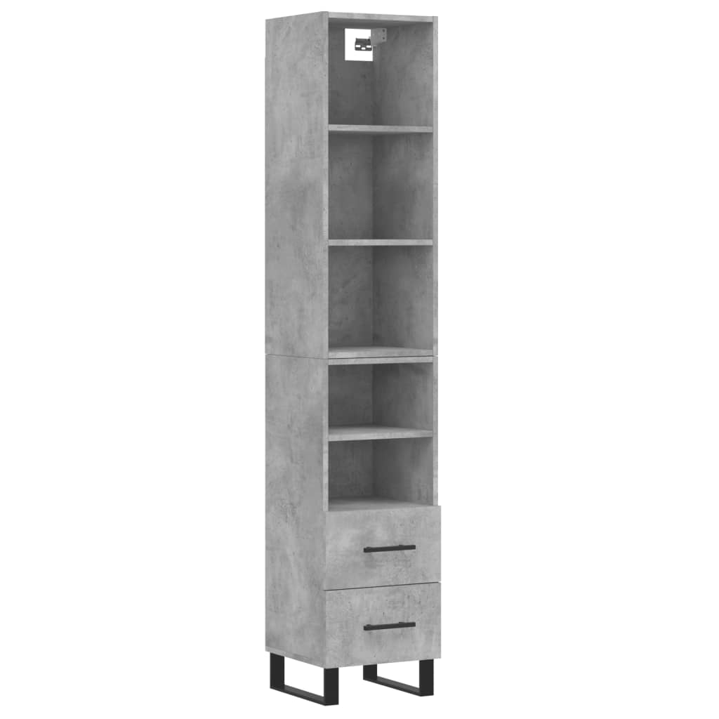 Image Buffet haut Gris béton 34,5x34x180 cm Bois d'ingénierie | Xios Store SNC vidaXL Xios Store SNC