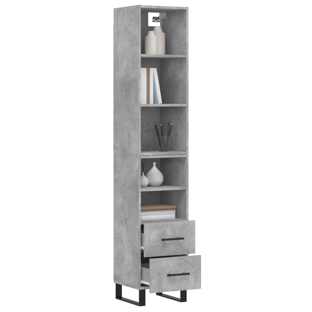 Image Buffet haut Gris béton 34,5x34x180 cm Bois d'ingénierie | Xios Store SNC vidaXL Xios Store SNC