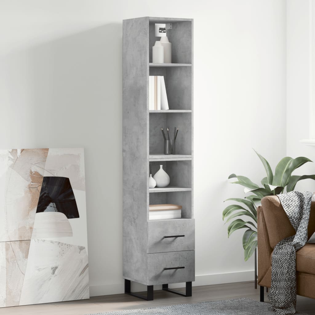 Image Buffet haut Gris béton 34,5x34x180 cm Bois d'ingénierie | Xios Store SNC vidaXL Xios Store SNC