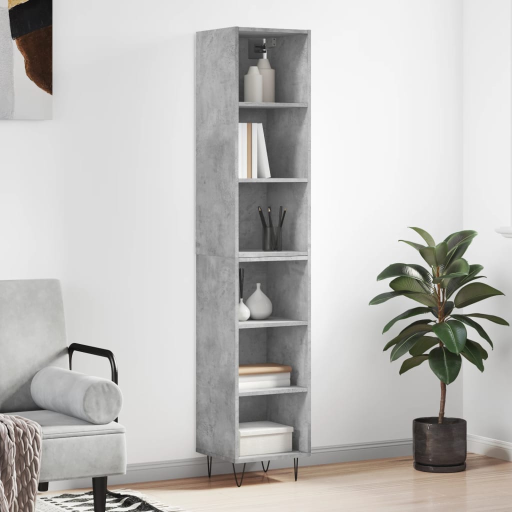 Image Buffet haut Gris béton 34,5x32,5x180 cm Bois d'ingénierie | Xios Store SNC vidaXL Xios Store SNC