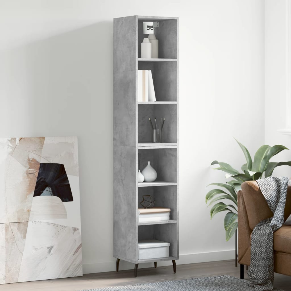 Image Buffet haut Gris béton 34,5x32,5x180 cm Bois d'ingénierie | Xios Store SNC vidaXL Xios Store SNC