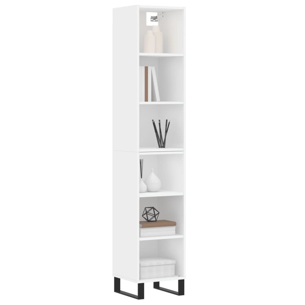 Image Buffet haut Blanc 34,5x32,5x180 cm Bois d'ingénierie | Xios Store SNC vidaXL Xios Store SNC