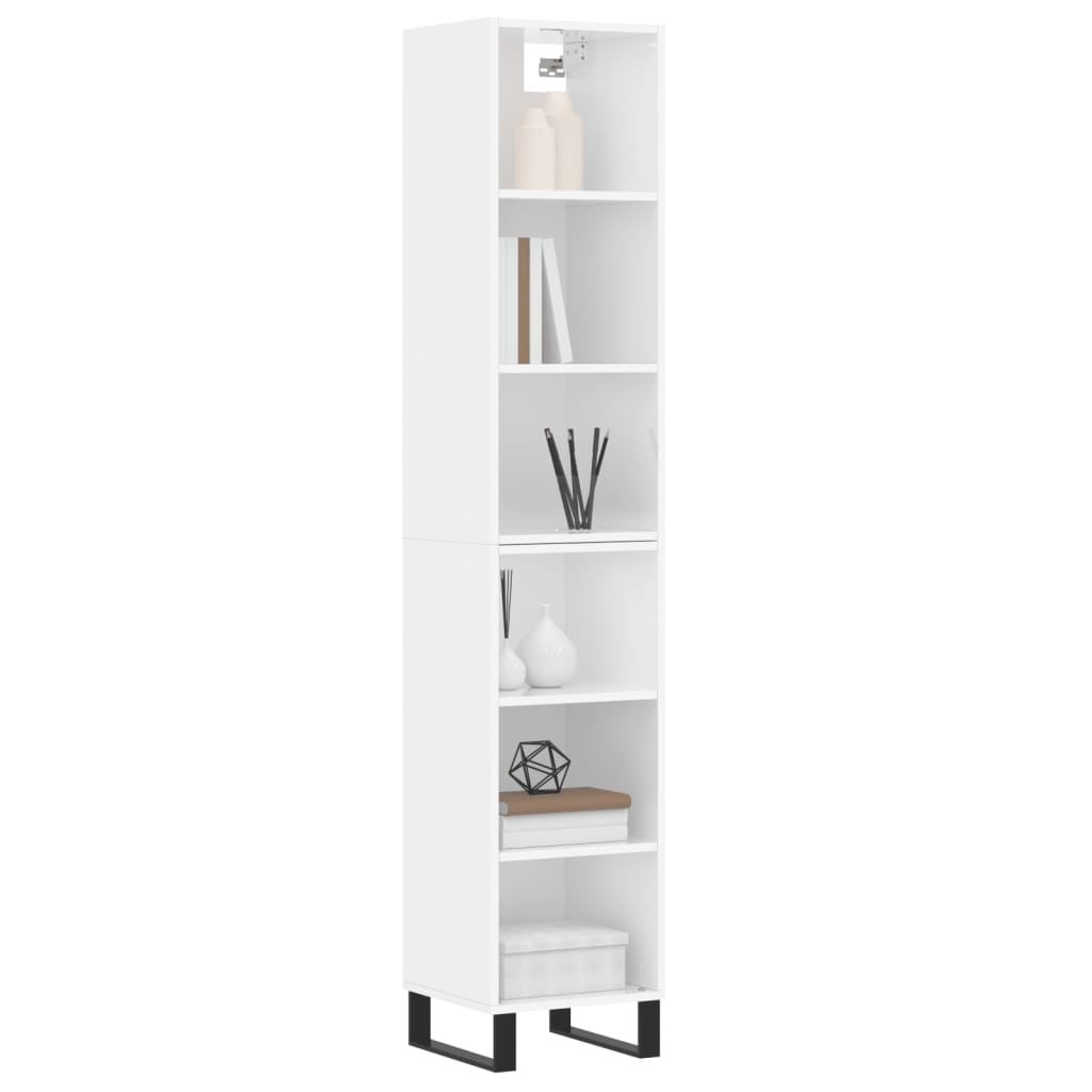 Image Buffet haut Blanc brillant 34,5x32,5x180 cm Bois d'ingénierie | Xios Store SNC vidaXL Xios Store SNC