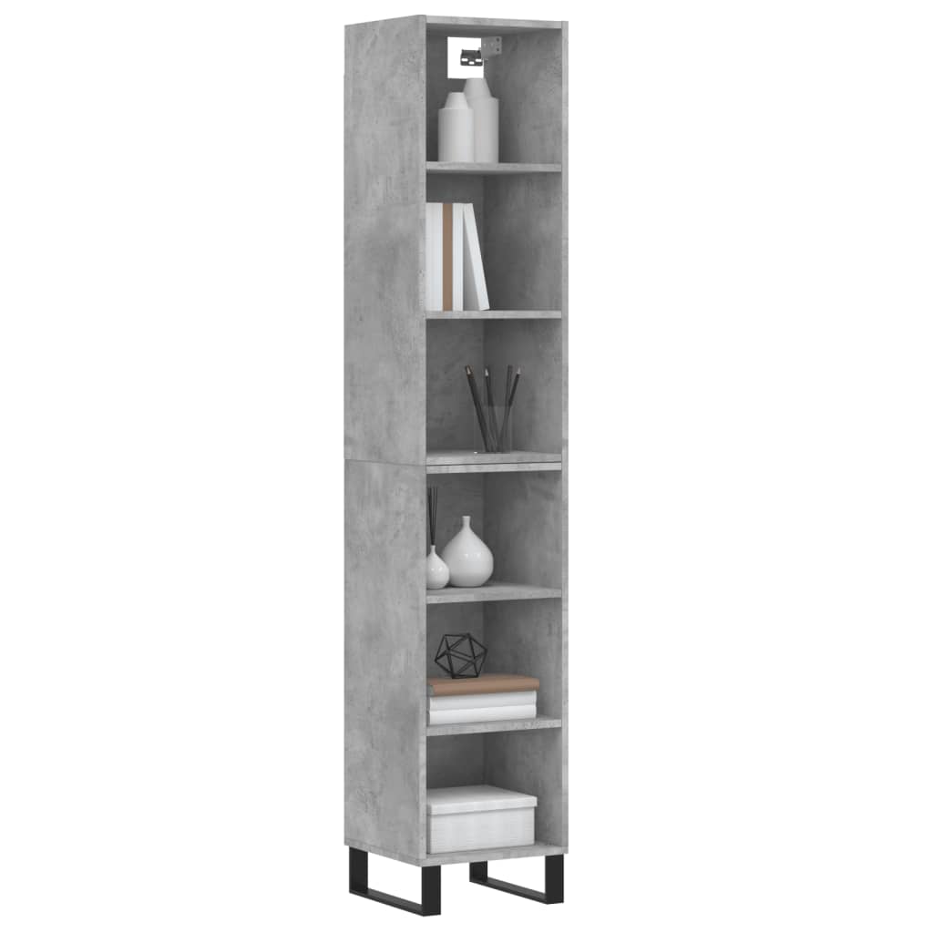 Image Buffet haut Gris béton 34,5x32,5x180 cm Bois d'ingénierie | Xios Store SNC vidaXL Xios Store SNC