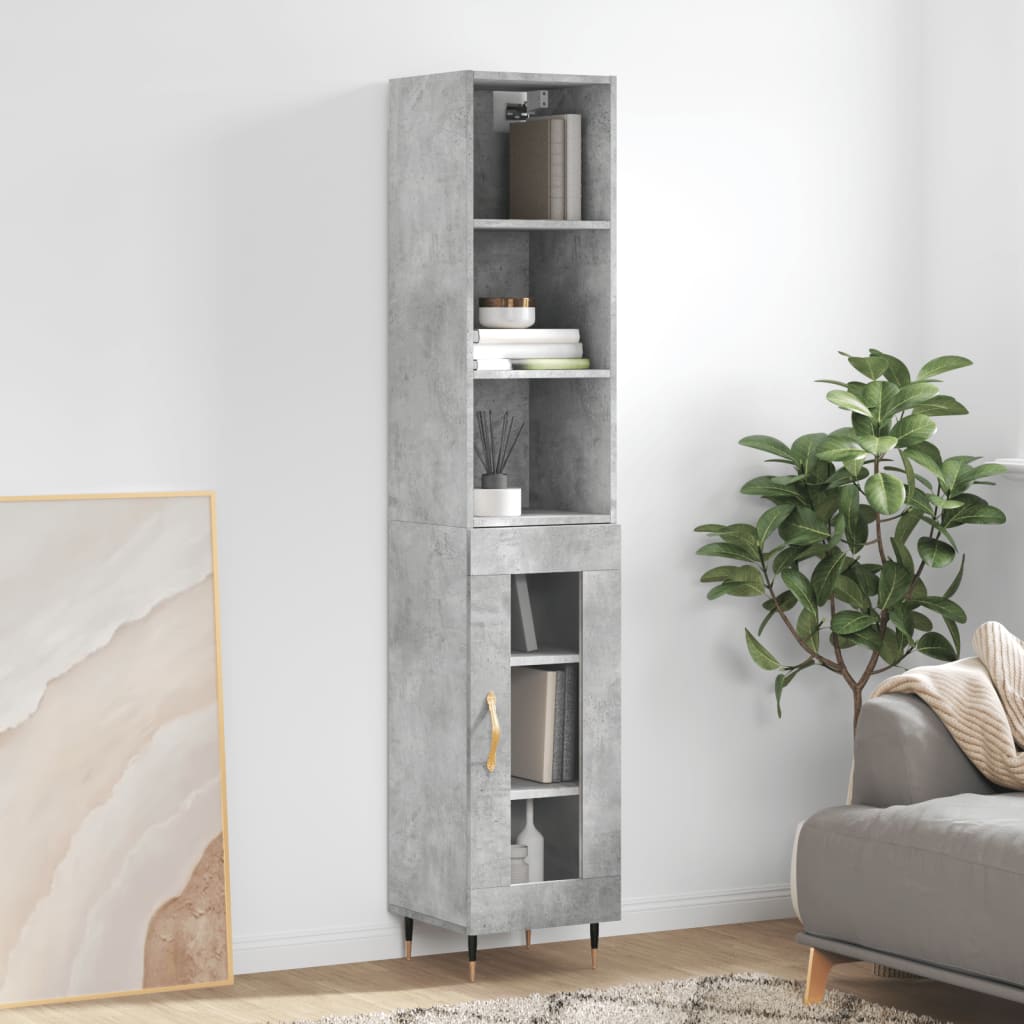 Image Buffet haut Gris béton 34,5x34x180 cm Bois d'ingénierie | Xios Store SNC vidaXL Xios Store SNC