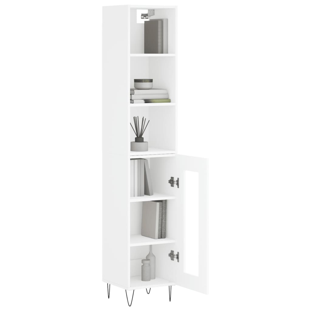 Image Buffet haut Blanc 34,5x34x180 cm Bois d'ingénierie | Xios Store SNC vidaXL Xios Store SNC