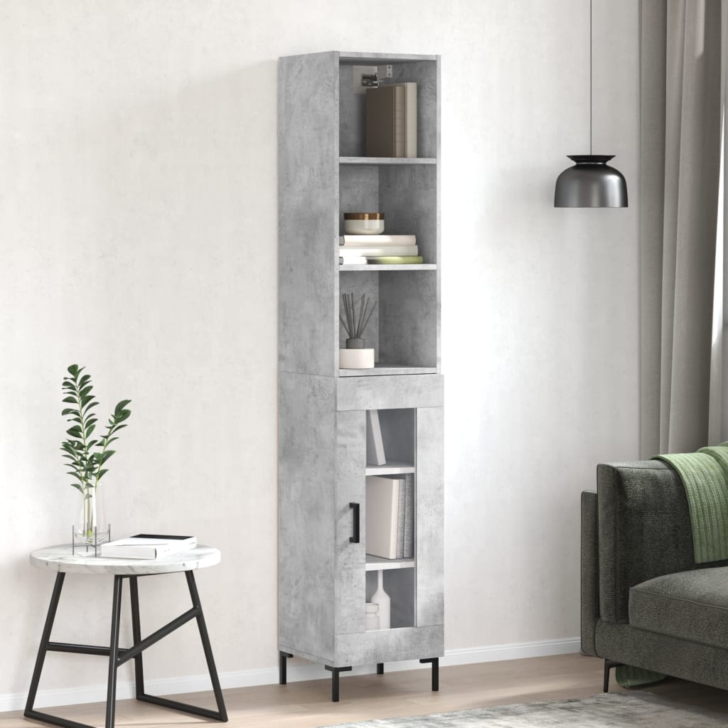 Image Buffet haut Gris béton 34,5x34x180 cm Bois d'ingénierie | Xios Store SNC vidaXL Xios Store SNC