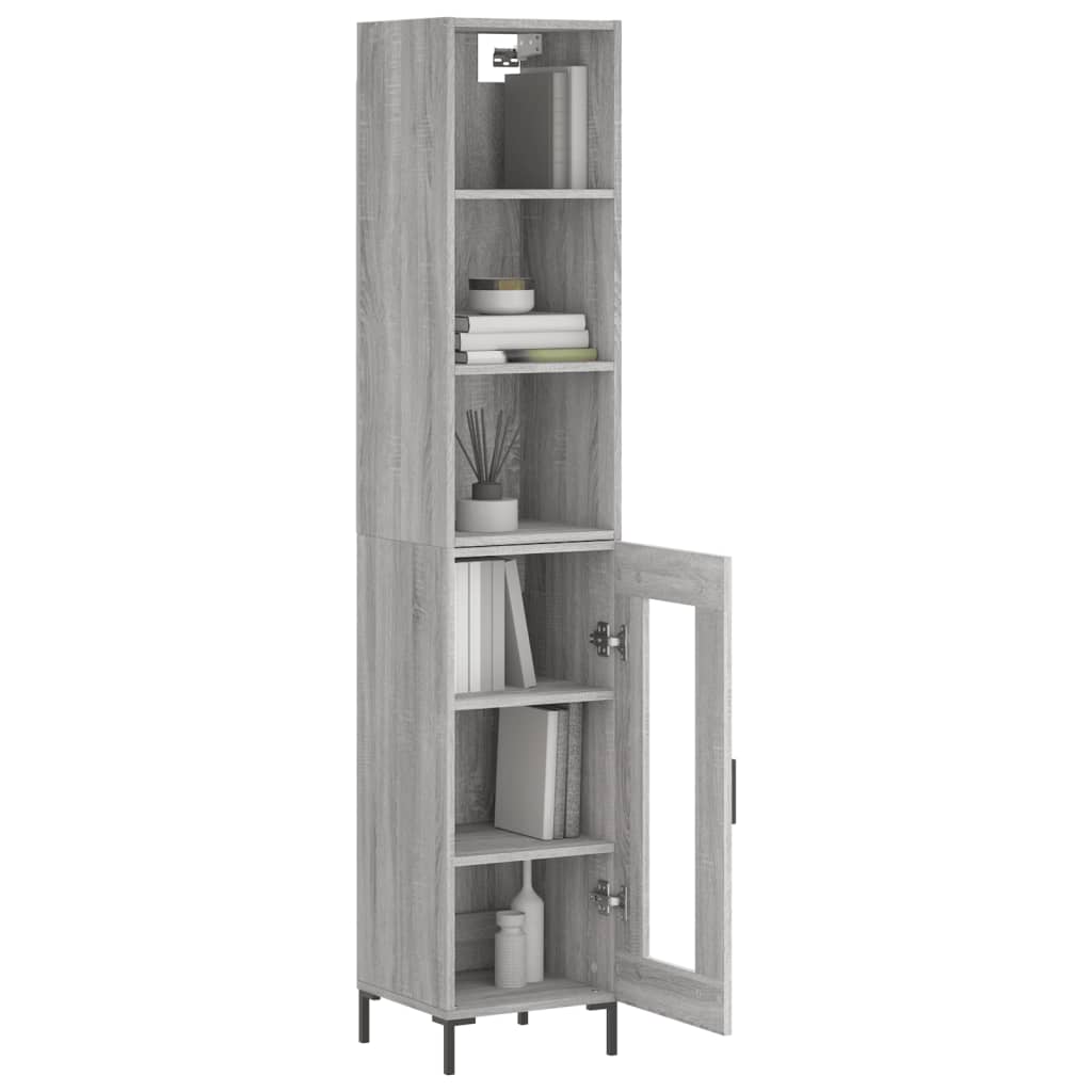 Image Buffet haut Sonoma gris 34,5x34x180 cm Bois d'ingénierie | Xios Store SNC vidaXL Xios Store SNC