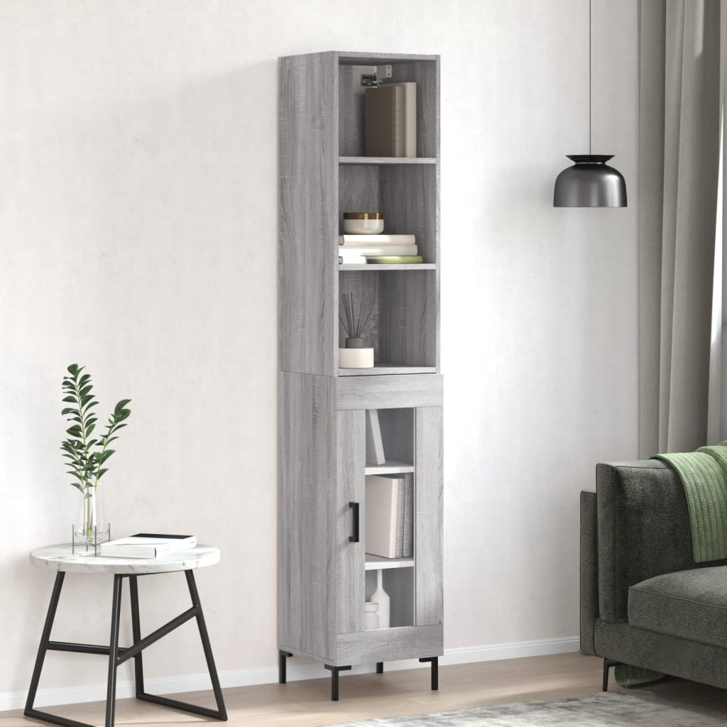 Image Buffet haut Sonoma gris 34,5x34x180 cm Bois d'ingénierie | Xios Store SNC vidaXL Xios Store SNC