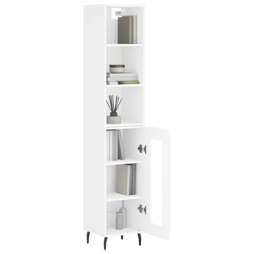 Image Buffet haut Blanc 34,5x34x180 cm Bois d'ingénierie | Xios Store SNC vidaXL Xios Store SNC