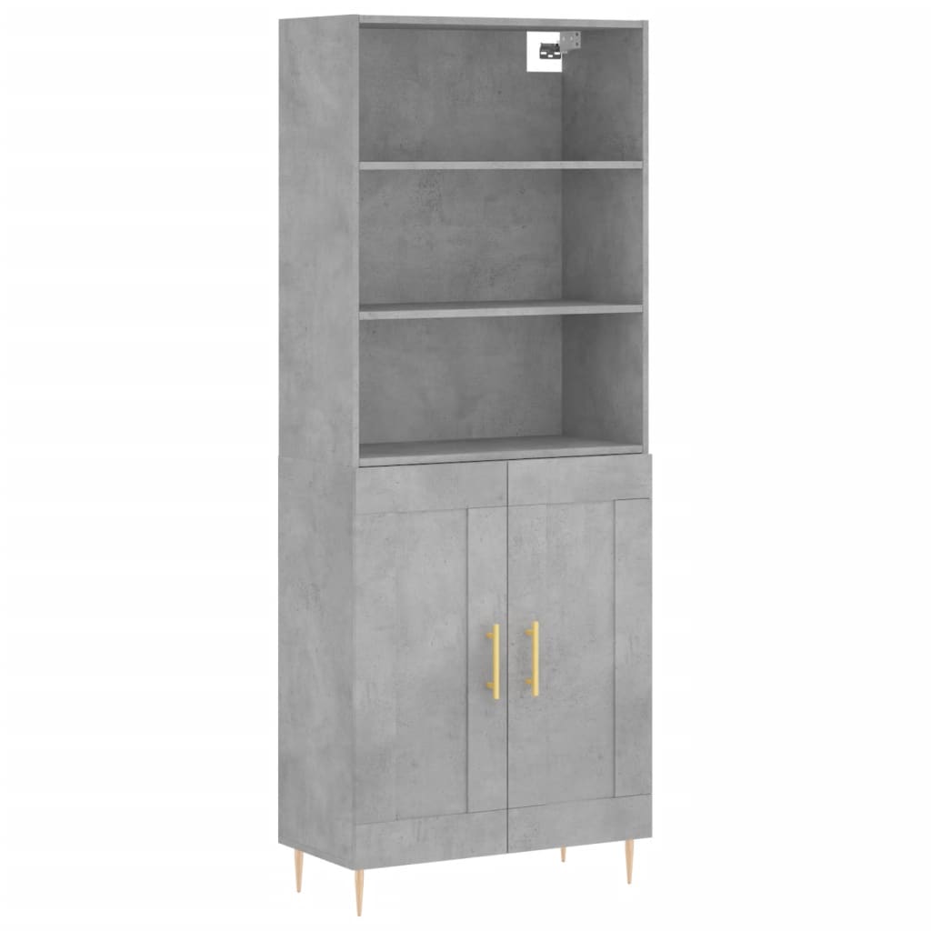 Image Buffet haut Gris béton 69,5x34x180 cm Bois d'ingénierie | Xios Store SNC vidaXL Xios Store SNC