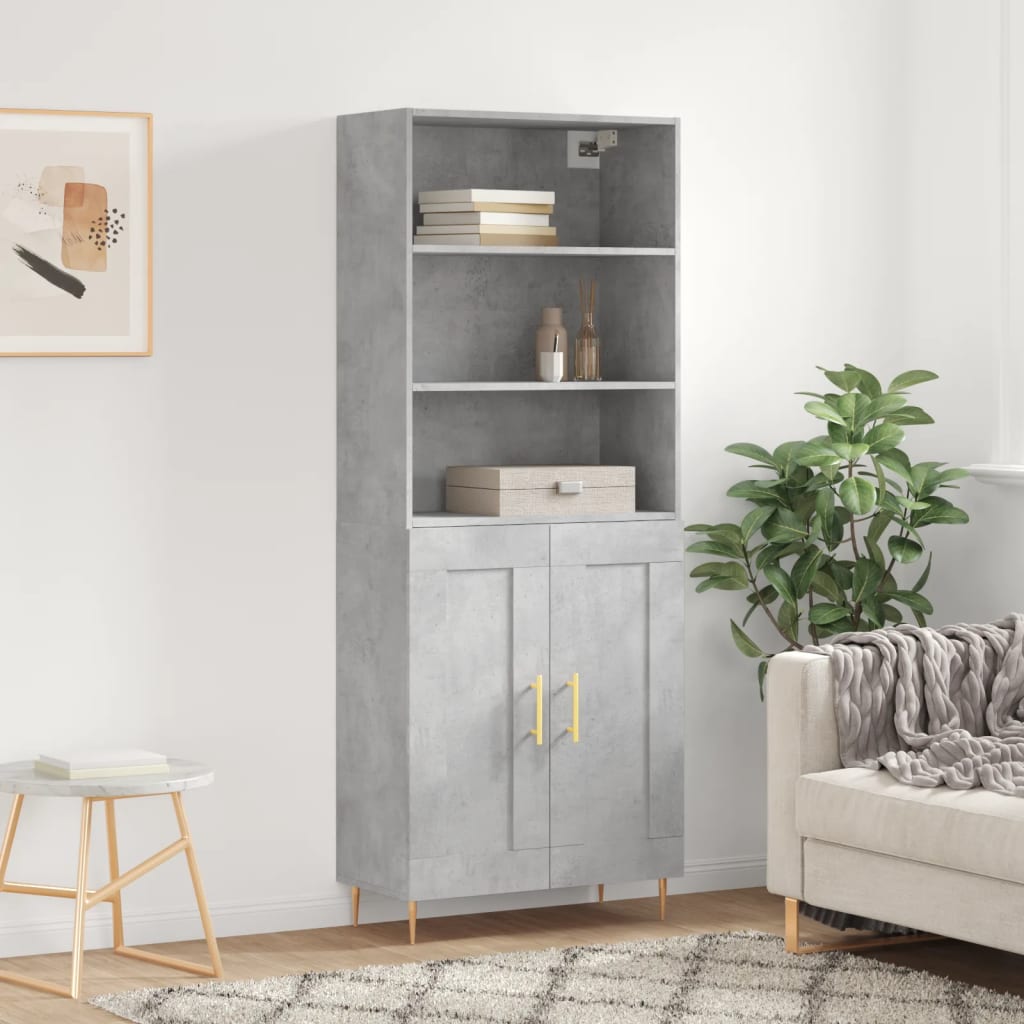 Image Buffet haut Gris béton 69,5x34x180 cm Bois d'ingénierie | Xios Store SNC vidaXL Xios Store SNC