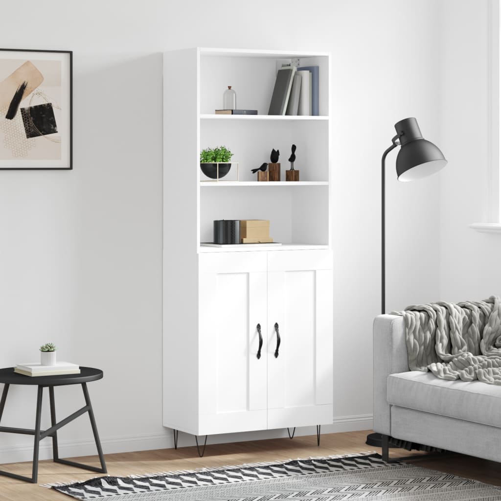 Image Buffet haut Blanc 69,5x34x180 cm Bois d'ingénierie | Xios Store SNC vidaXL Xios Store SNC