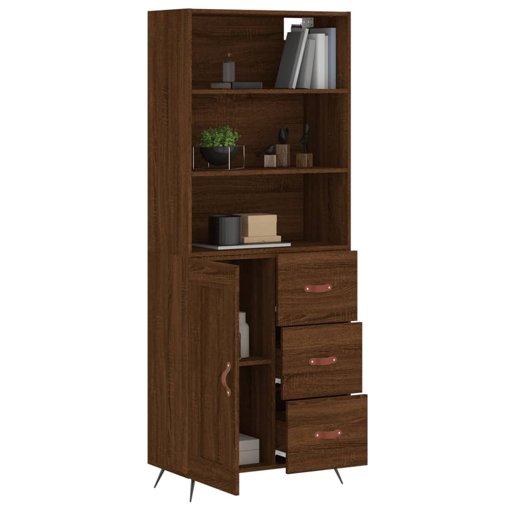 Image Buffet haut Chêne marron 69,5x34x180 cm Bois d'ingénierie | Xios Store SNC vidaXL Xios Store SNC