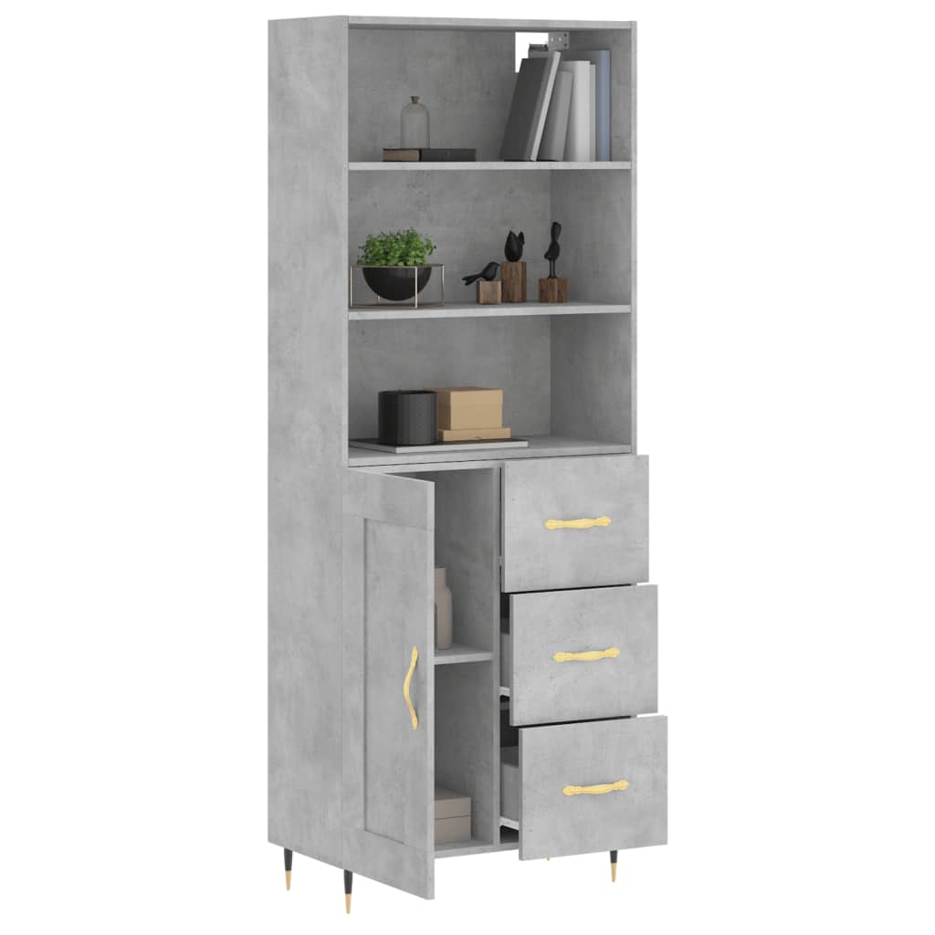 Image Buffet haut Gris béton 69,5x34x180 cm Bois d'ingénierie | Xios Store SNC vidaXL Xios Store SNC