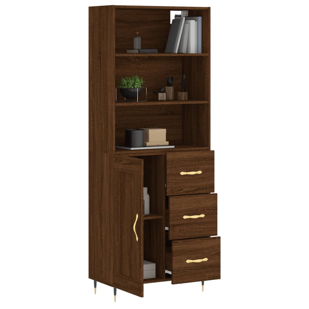 Image Buffet haut Chêne marron 69,5x34x180 cm Bois d'ingénierie | Xios Store SNC vidaXL Xios Store SNC