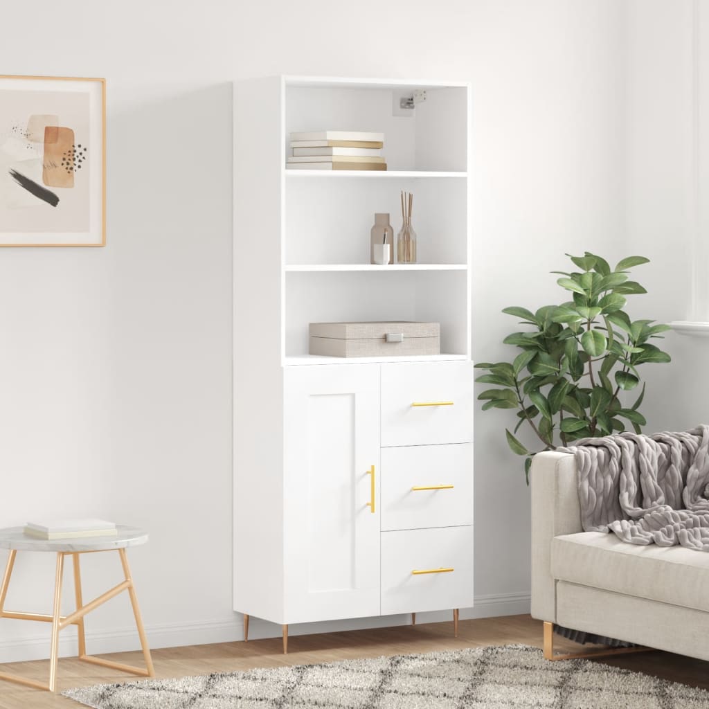 Image Buffet haut Blanc 69,5x34x180 cm Bois d'ingénierie | Xios Store SNC vidaXL Xios Store SNC