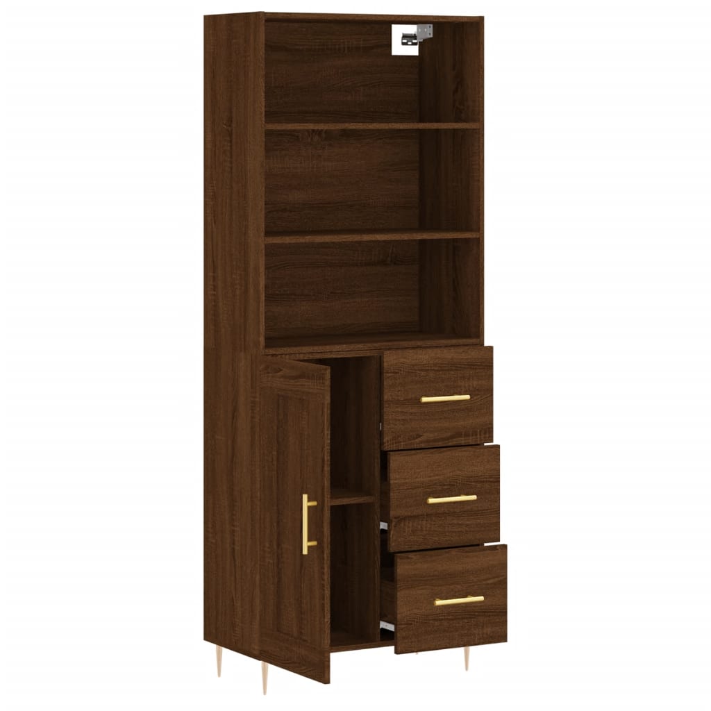 Image Buffet haut Chêne marron 69,5x34x180 cm Bois d'ingénierie | Xios Store SNC vidaXL Xios Store SNC