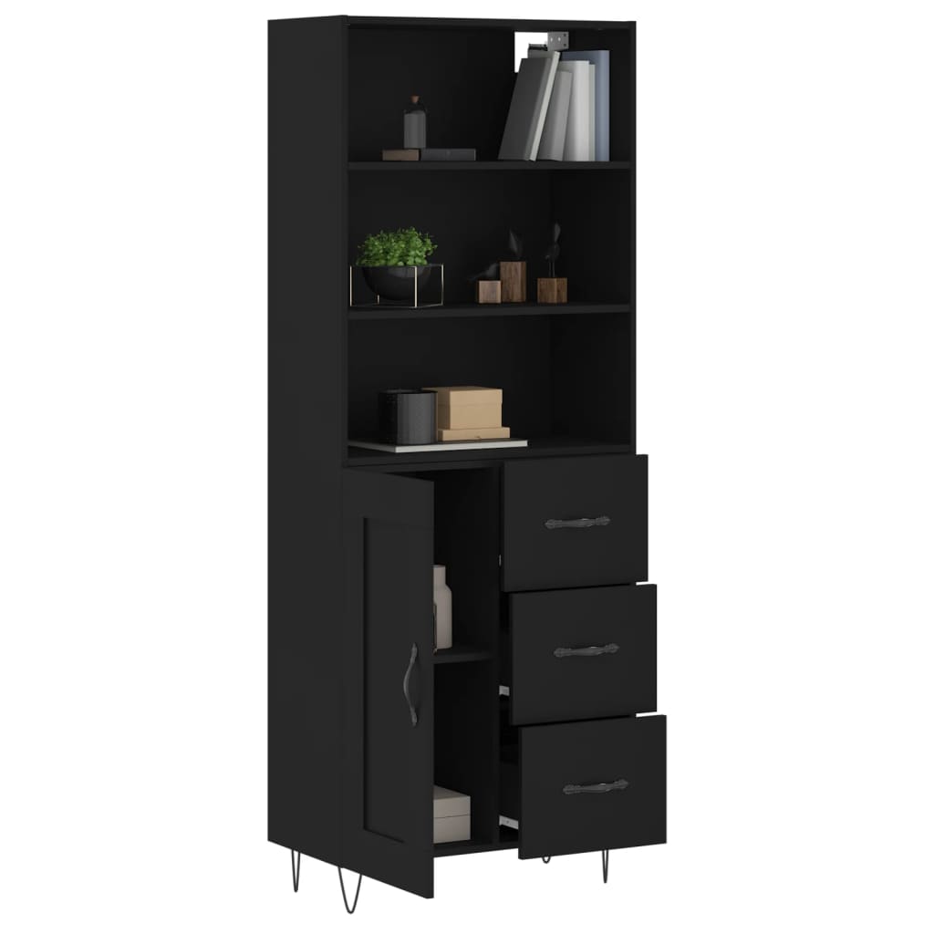 Image Buffet haut Noir 69,5x34x180 cm Bois d'ingénierie | Xios Store SNC vidaXL Xios Store SNC