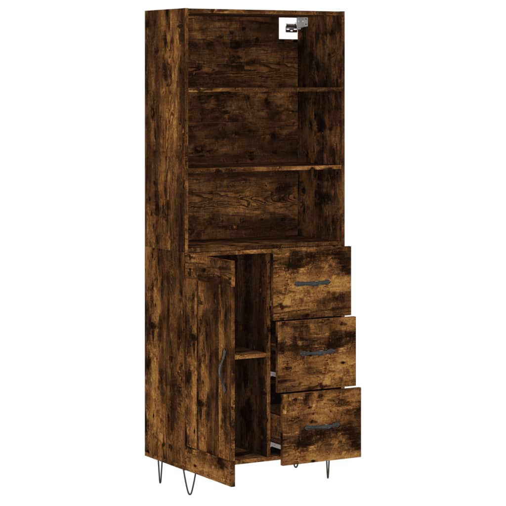 Image Buffet haut Chêne fumé 69,5x34x180 cm Bois d'ingénierie | Xios Store SNC vidaXL Xios Store SNC