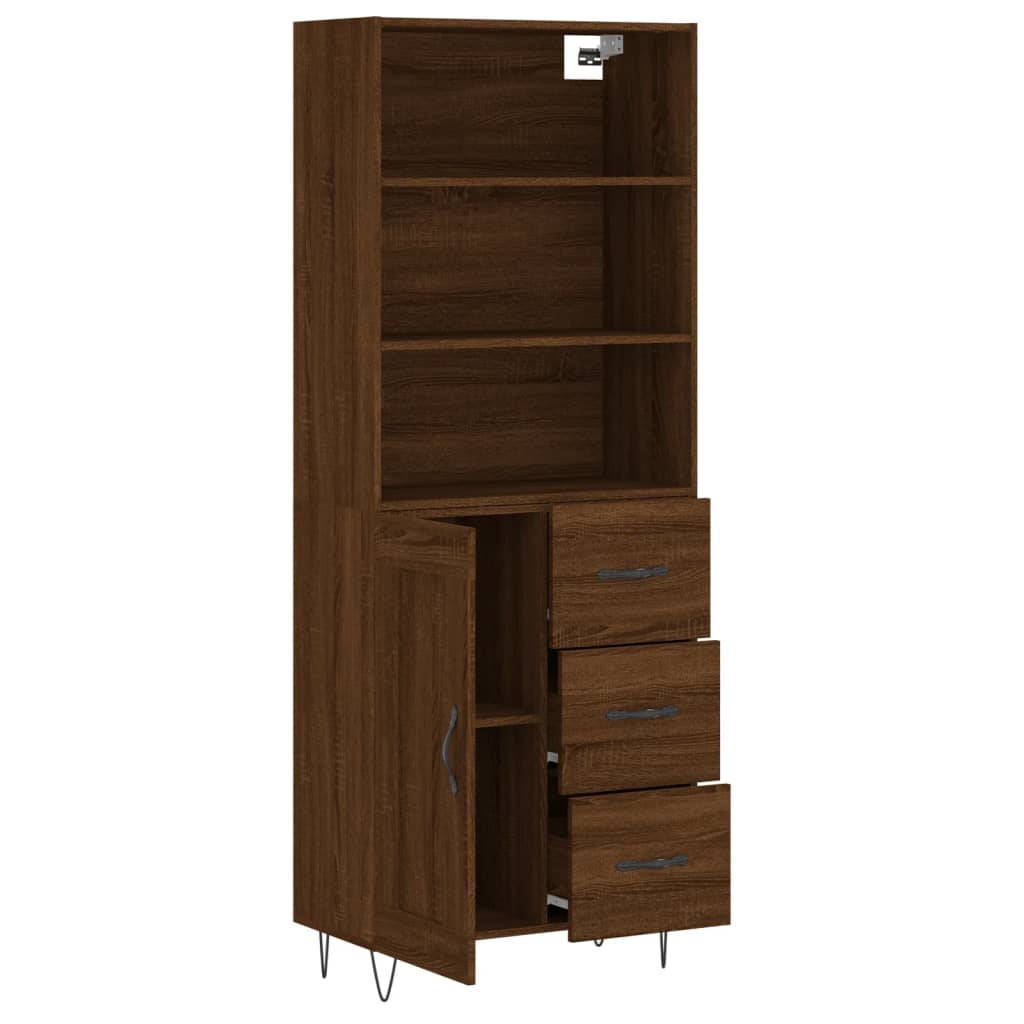 Image Buffet haut Chêne marron 69,5x34x180 cm Bois d'ingénierie | Xios Store SNC vidaXL Xios Store SNC