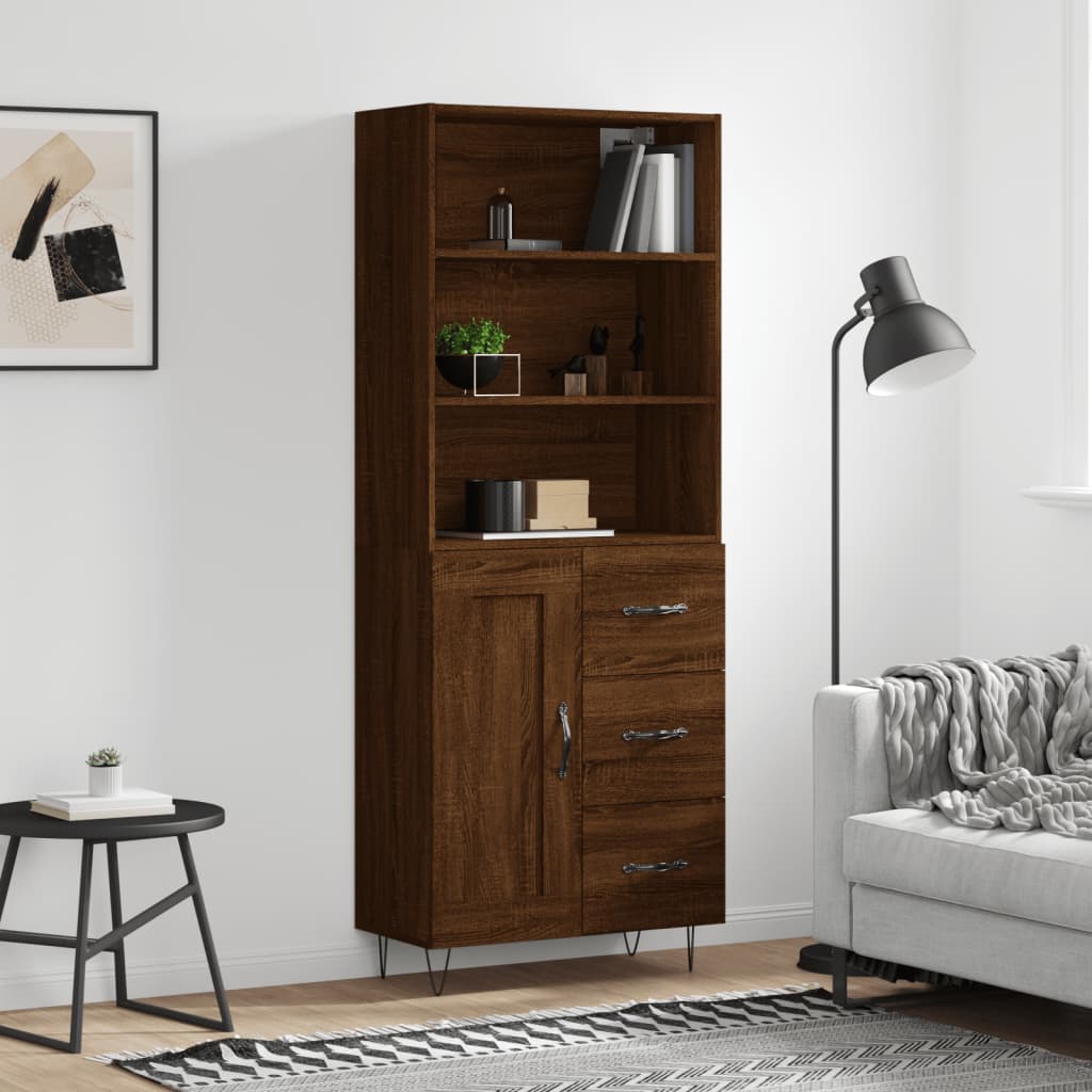 Image Buffet haut Chêne marron 69,5x34x180 cm Bois d'ingénierie | Xios Store SNC vidaXL Xios Store SNC