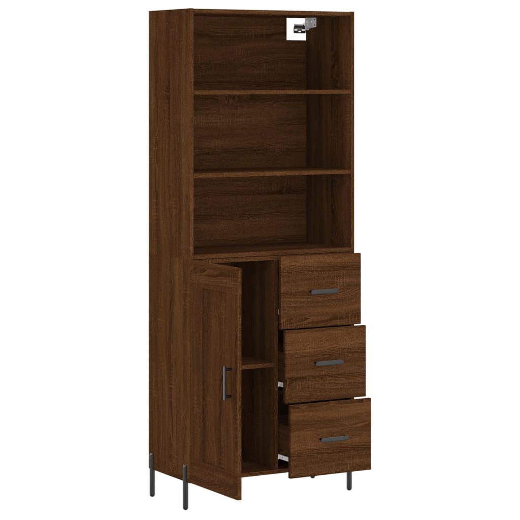 Image Buffet haut Chêne marron 69,5x34x180 cm Bois d'ingénierie | Xios Store SNC vidaXL Xios Store SNC