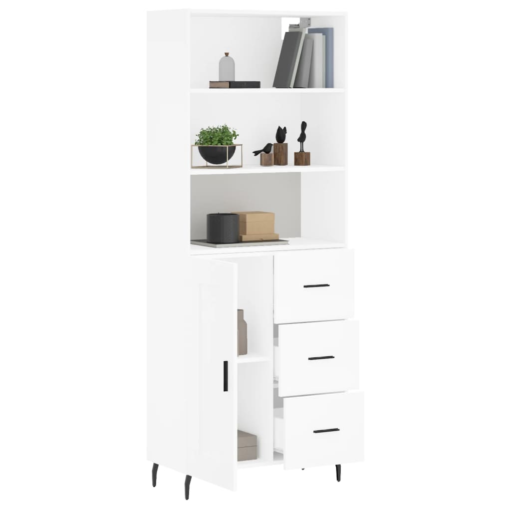 Image Buffet haut Blanc 69,5x34x180 cm Bois d'ingénierie | Xios Store SNC vidaXL Xios Store SNC