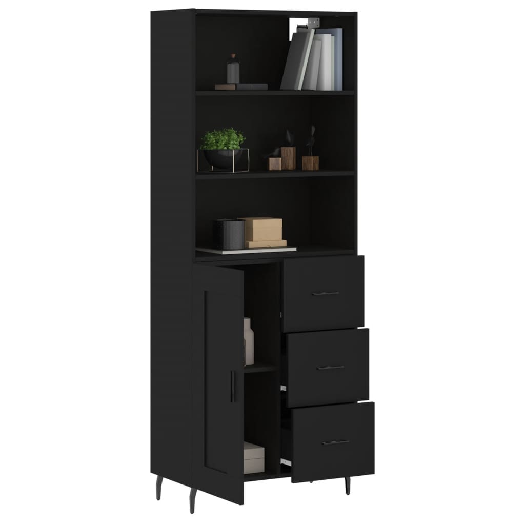 Image Buffet haut Noir 69,5x34x180 cm Bois d'ingénierie | Xios Store SNC vidaXL Xios Store SNC