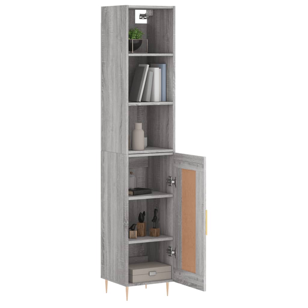 Image Buffet haut Sonoma gris 34,5x34x180 cm Bois d'ingénierie | Xios Store SNC vidaXL Xios Store SNC