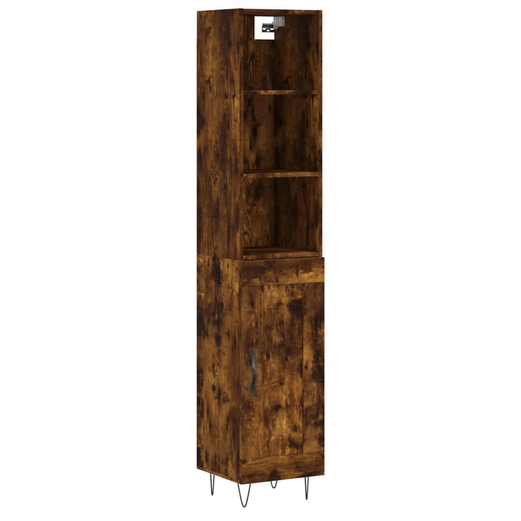 Image Buffet haut Chêne fumé 34,5x34x180 cm Bois d'ingénierie | Xios Store SNC vidaXL Xios Store SNC