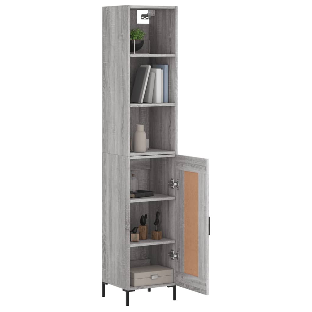 Image Buffet haut Sonoma gris 34,5x34x180 cm Bois d'ingénierie | Xios Store SNC vidaXL Xios Store SNC