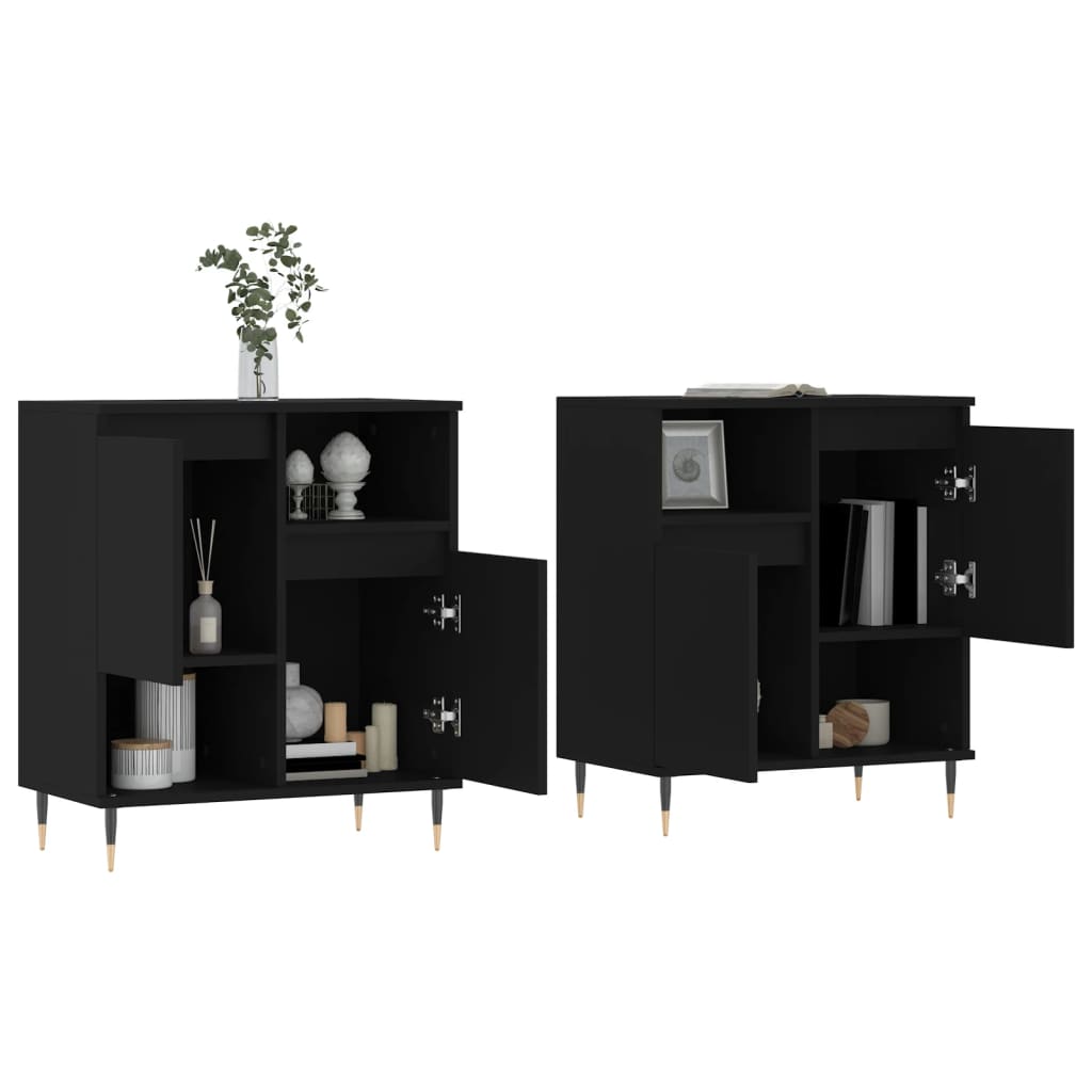 Image Buffets 2 pcs noir bois d'ingénierie | Xios Store SNC vidaXL Xios Store SNC