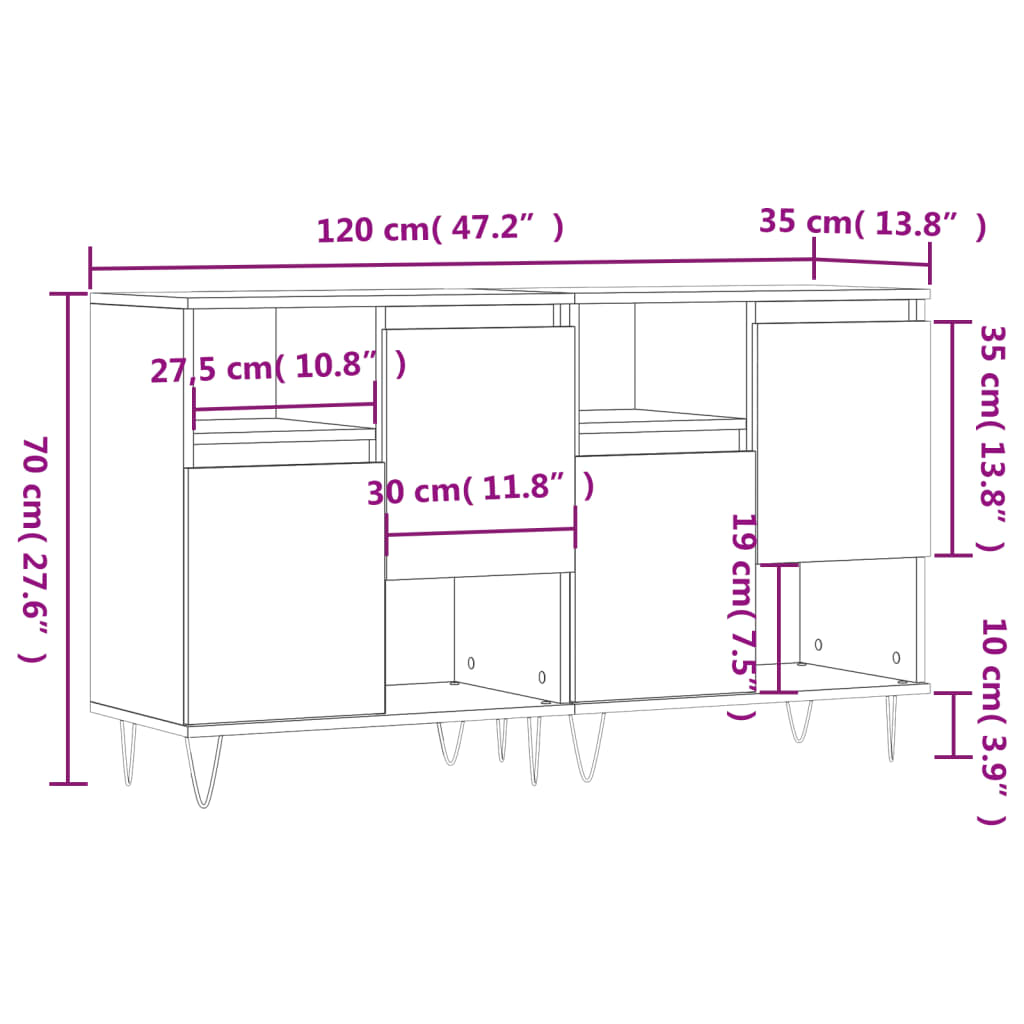 Image Buffets 2 pcs chêne sonoma bois d'ingénierie | Xios Store SNC vidaXL Xios Store SNC