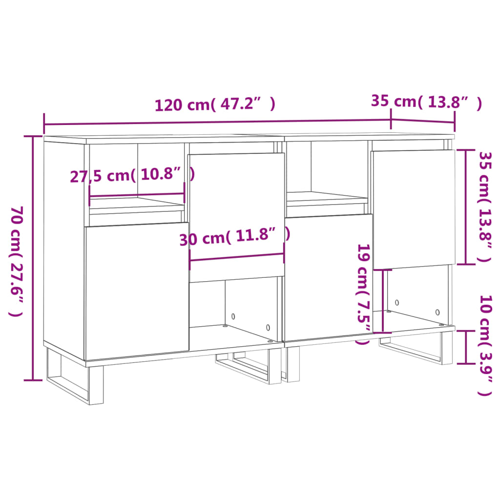 Image Buffets 2 pcs blanc brillant bois d'ingénierie | Xios Store SNC vidaXL Xios Store SNC