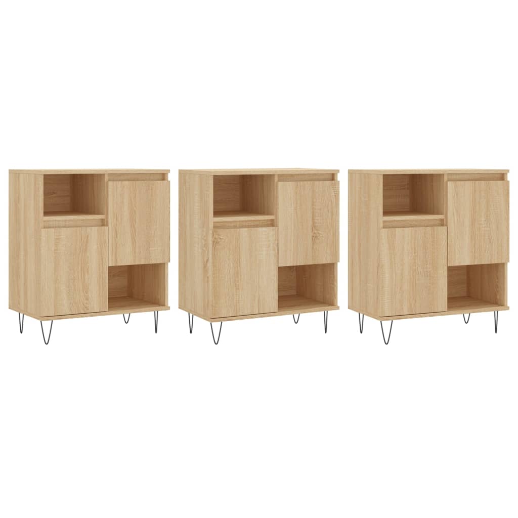 Image Buffets 3 pcs Chêne sonoma Bois d'ingénierie | Xios Store SNC vidaXL Xios Store SNC