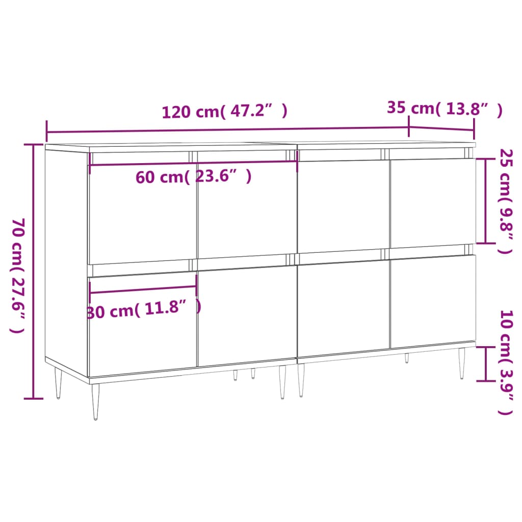 Image Buffets 2 pcs blanc bois d'ingénierie | Xios Store SNC vidaXL Xios Store SNC