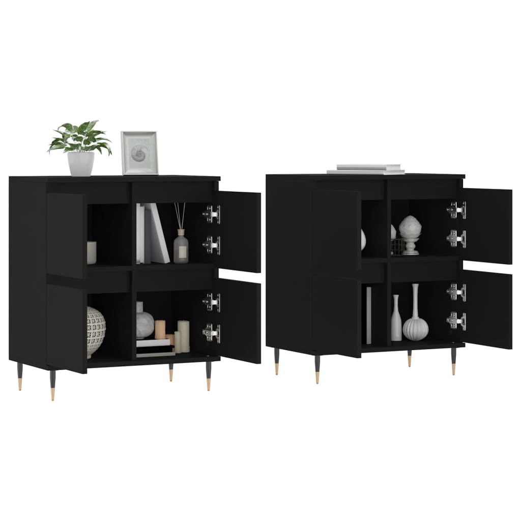 Image Buffets 2 pcs noir bois d'ingénierie | Xios Store SNC vidaXL Xios Store SNC