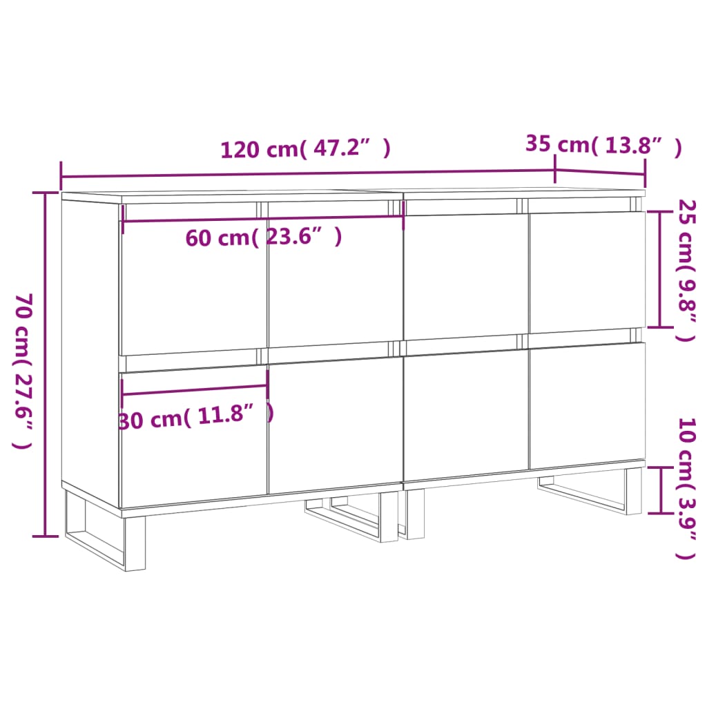 Image Buffets 2 pcs noir bois d'ingénierie | Xios Store SNC vidaXL Xios Store SNC