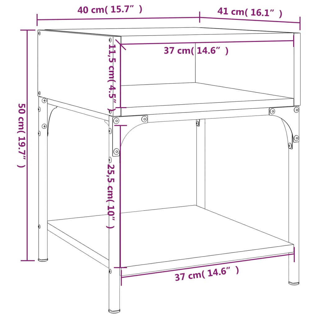 Table de chevet chêne fumé 40x41x50 cm bois d'ingénierie Tables de chevet vidaXL   