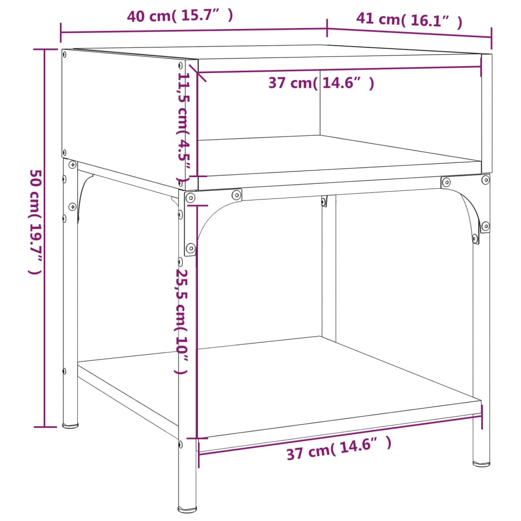 Tables de chevet 2 pcs sonoma gris 40x41x50 cm bois ingénierie Tables de chevet vidaXL   