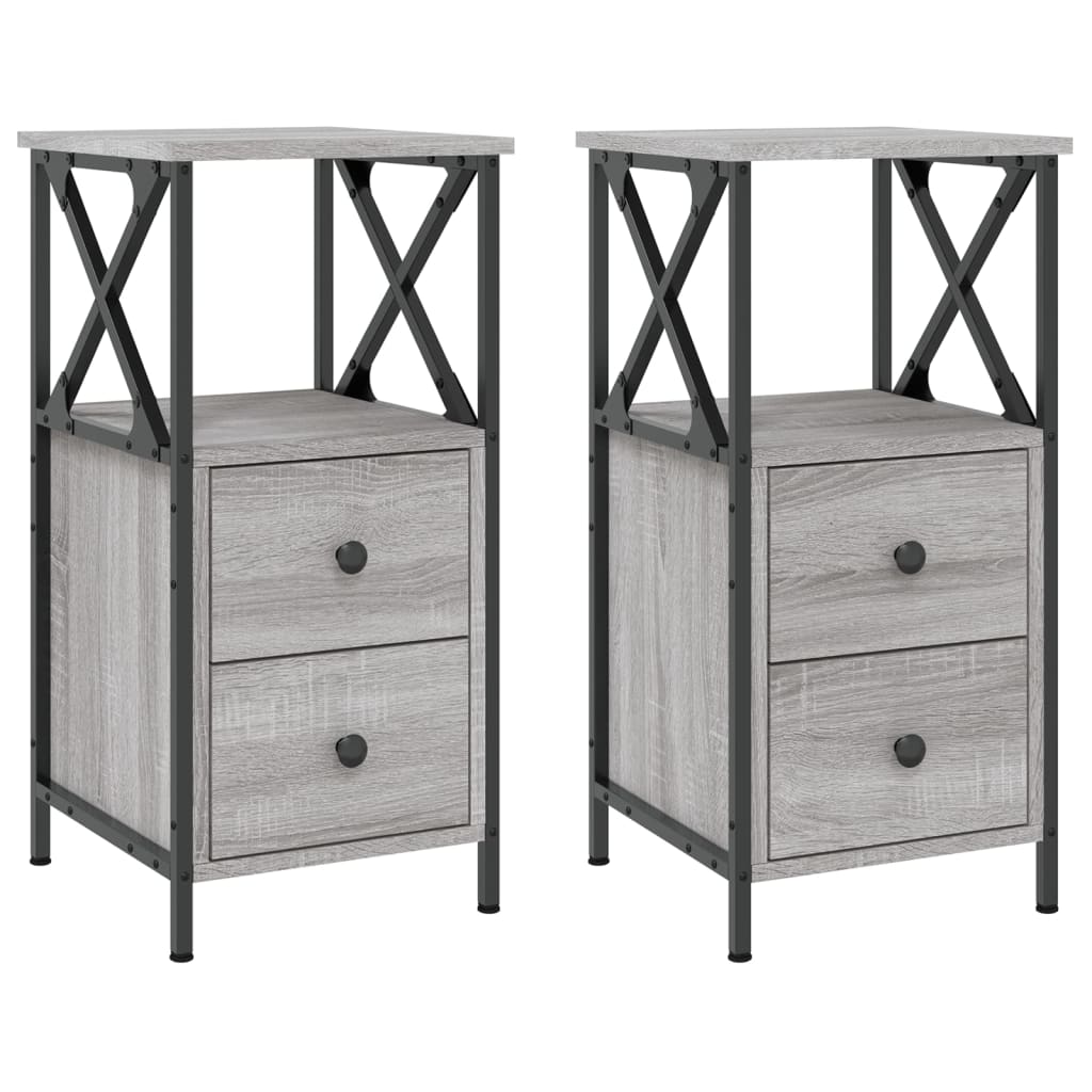 Tables de chevet 2 pcs sonoma gris 34x35,5x70cm bois ingénierie Tables de chevet vidaXL