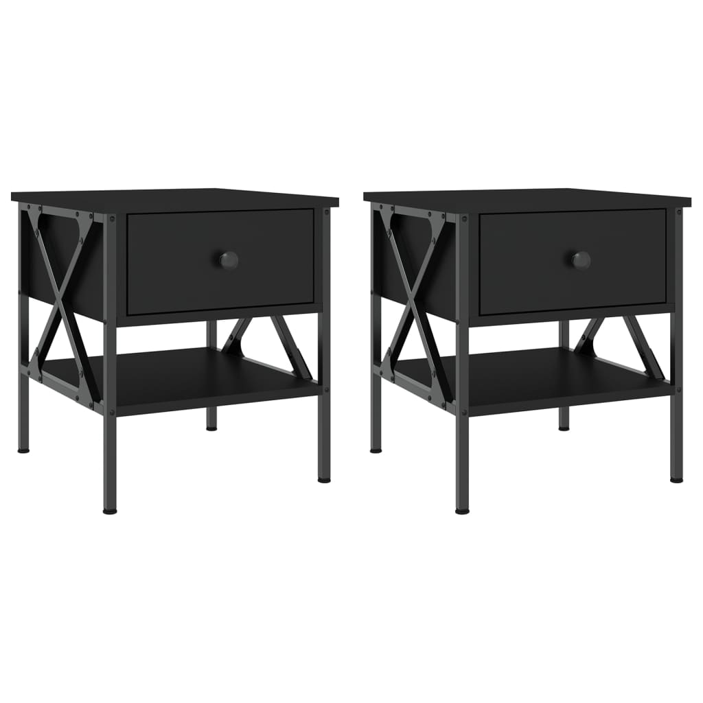 Tables de chevet 2 pcs noir 40x42x45 cm bois d’ingénierie Tables de chevet vidaXL   