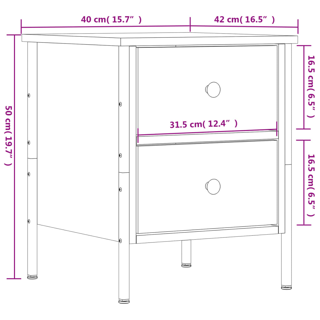 Table de chevet chêne fumé 40x42x50 cm bois d'ingénierie Tables de chevet vidaXL   