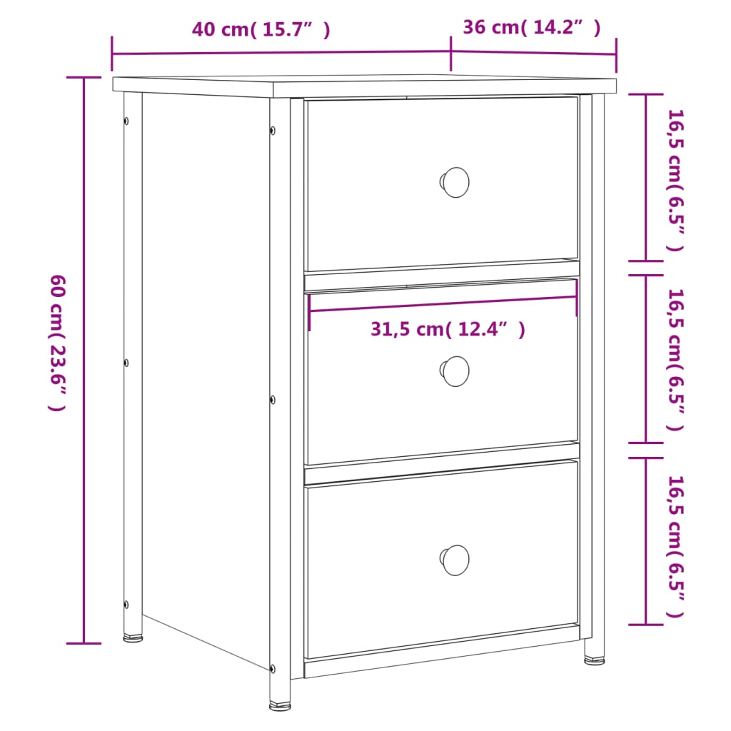 Table de chevet chêne fumé 40x36x60 cm bois d'ingénierie Tables de chevet vidaXL   