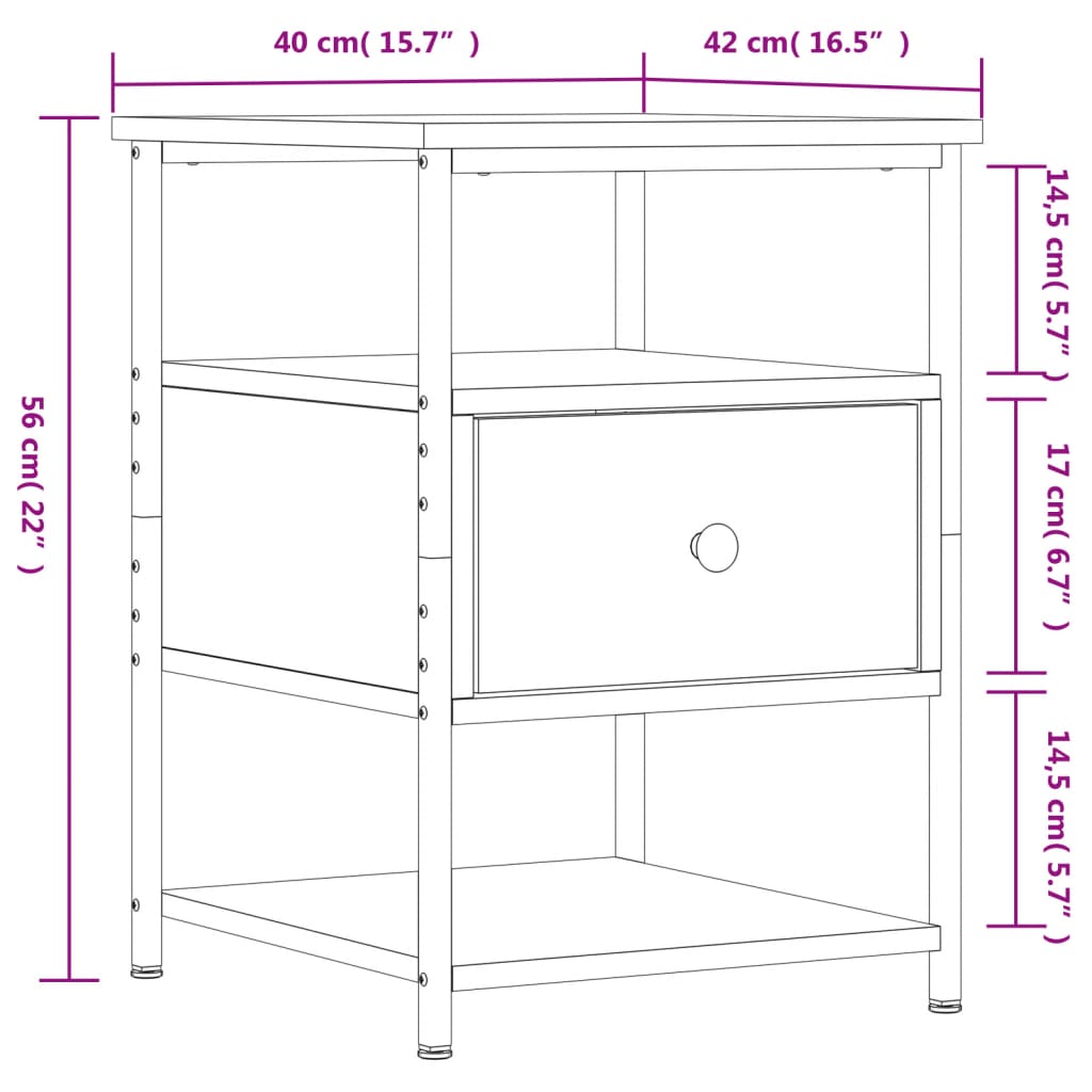 Table de chevet chêne fumé 40x42x56 cm bois d'ingénierie Tables de chevet vidaXL   